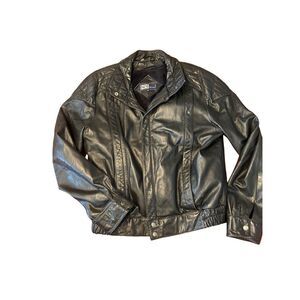 Vintage Leather Jacket Motorcycle Jacket Rock Vintage Zipper SIM Sportswear 44